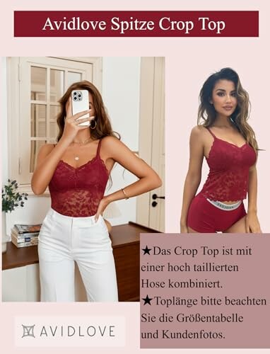 Mujer con top de encaje rojo de Avidlove