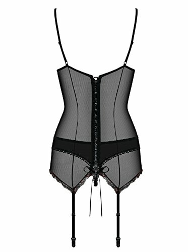 Corsé negro con ligueros y encaje.