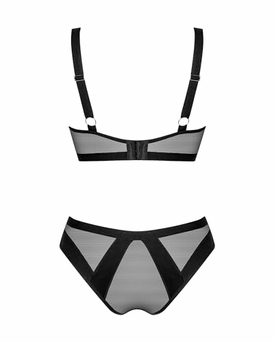 Conjunto de lencería negra con sujetador y bragas.