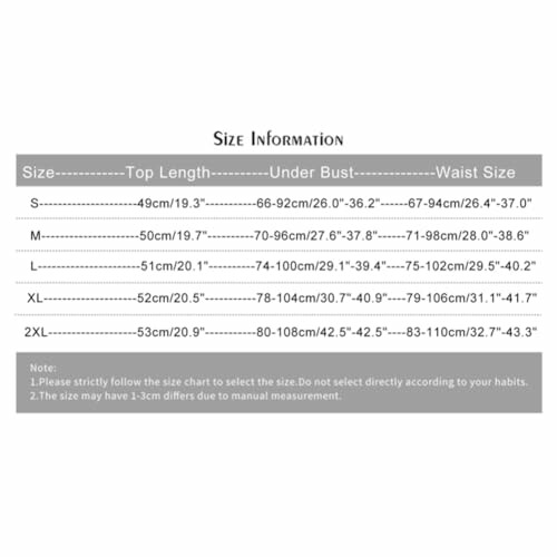Tabla de tallas de ropa con medidas de busto, cintura y longitud.