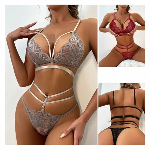 Conjunto de Sujetador, Tanga y Ligueros