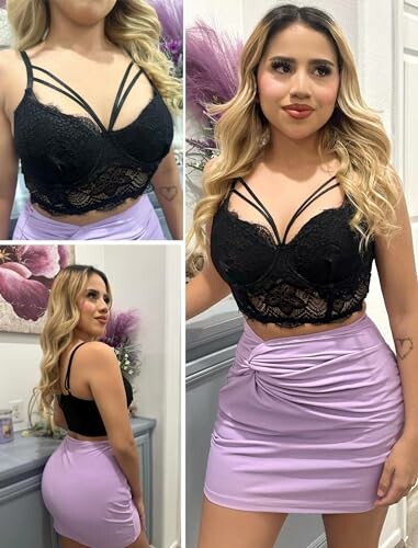 Avidlove Tops cortos de mujer Sexy de encaje