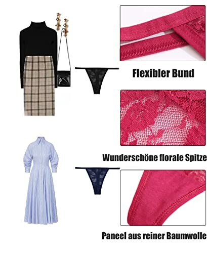 FINETOO Pack de 10 Tangas de Encaje