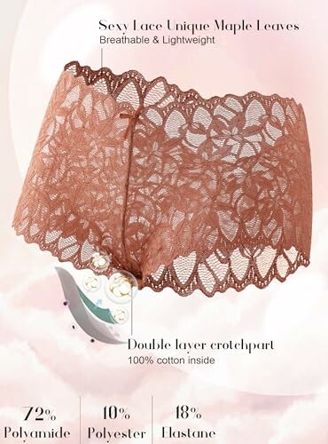 Panties de encaje con diseño de hojas de arce.