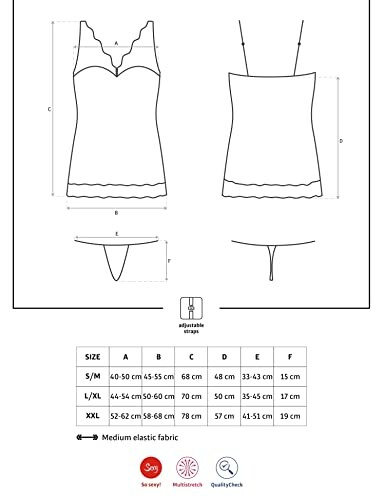 Diagrama de tallas de ropa interior con medidas y descripciones
