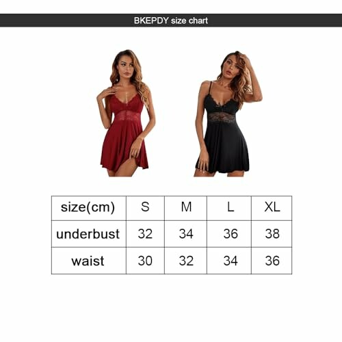 Tabla de tallas para lencería con dos modelos