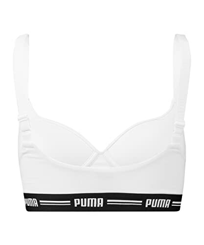 Sujetador deportivo blanco de Puma con banda elástica negra