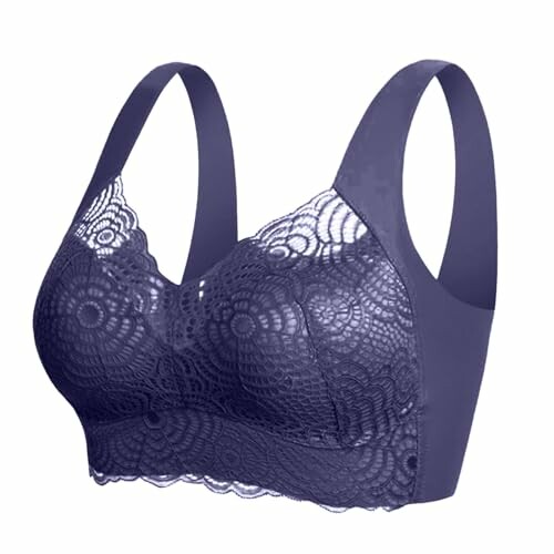 Sujetador de encaje morado con diseño floral.