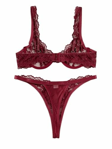 Conjunto de lencería de encaje rojo