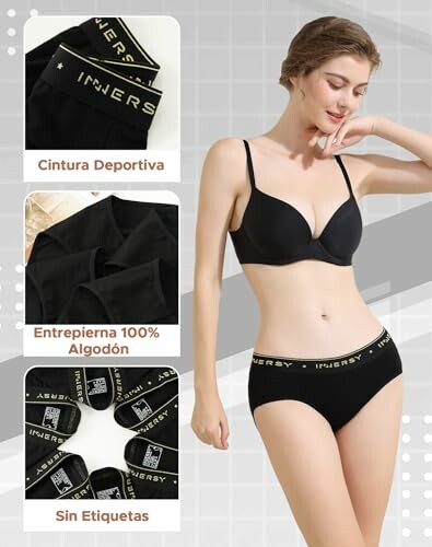 Mujer con ropa interior deportiva negra