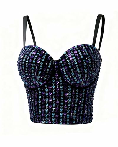 Top corto de lentejuelas con tirantes.