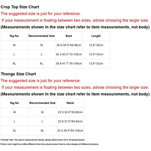 Tabla de tallas para crop tops y tangas