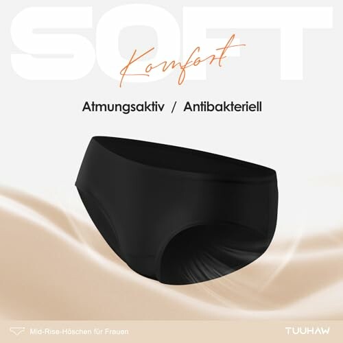 Ropa interior negra suave y antibacteriana.