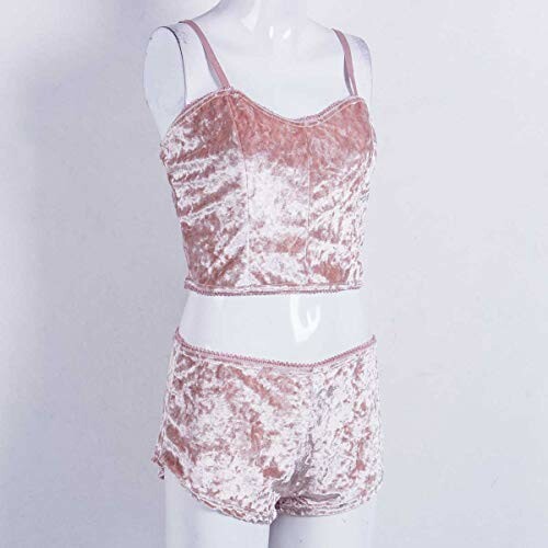 Conjunto de pijama de terciopelo rosa para mujer