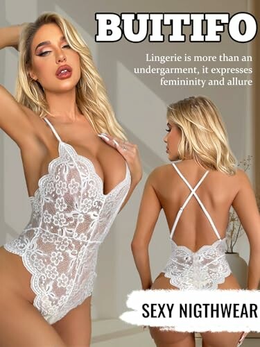 Mujer con lencería blanca de encaje